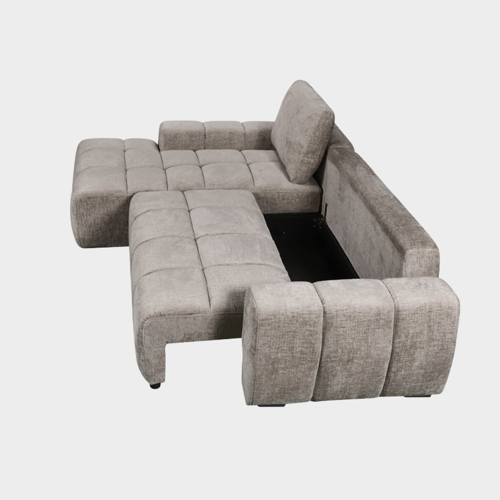 Gray sectional sofa on a white background