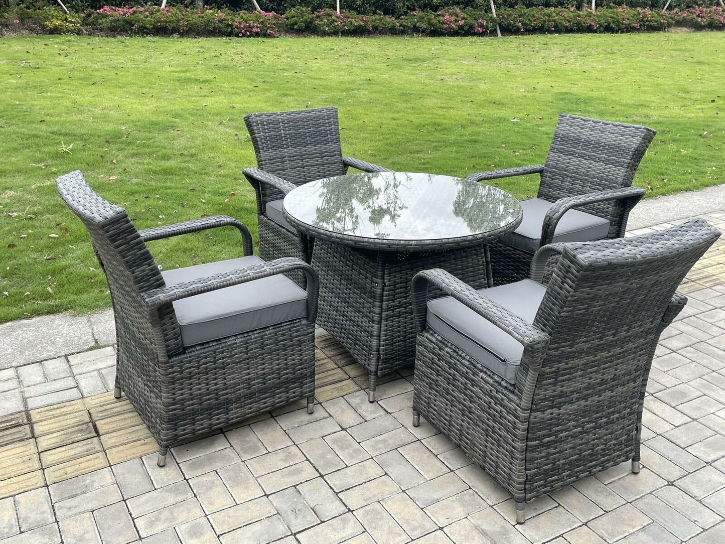 Rattan Garden Furniture Dining Set Table And Chairs Wicker Patio Outdoor