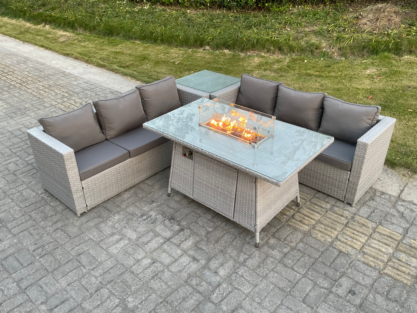 Rattan Fire Pit Garden Set