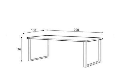 Line drawing of a rectangular table with dimensions labeled