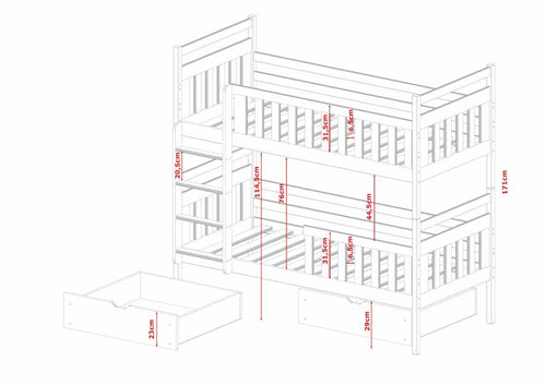 Wooden Bunk Bed with Storage