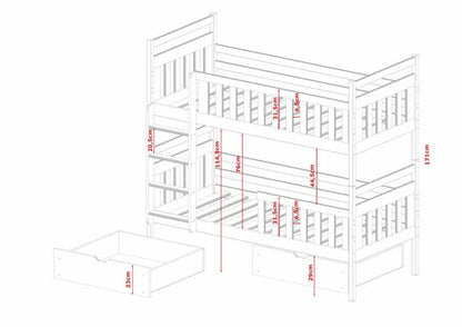 Wooden Bunk Bed with Storage