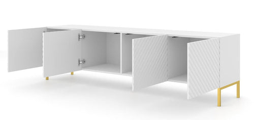 White office desk with a geometric design on a white background