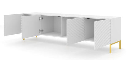 White office desk with a geometric design on a white background