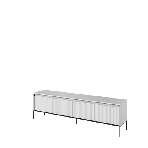 White sideboard with metal frame on a white background