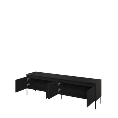 Black office desk with drawers on a white background