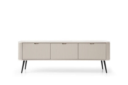 Modern sideboard with three doors on a white background